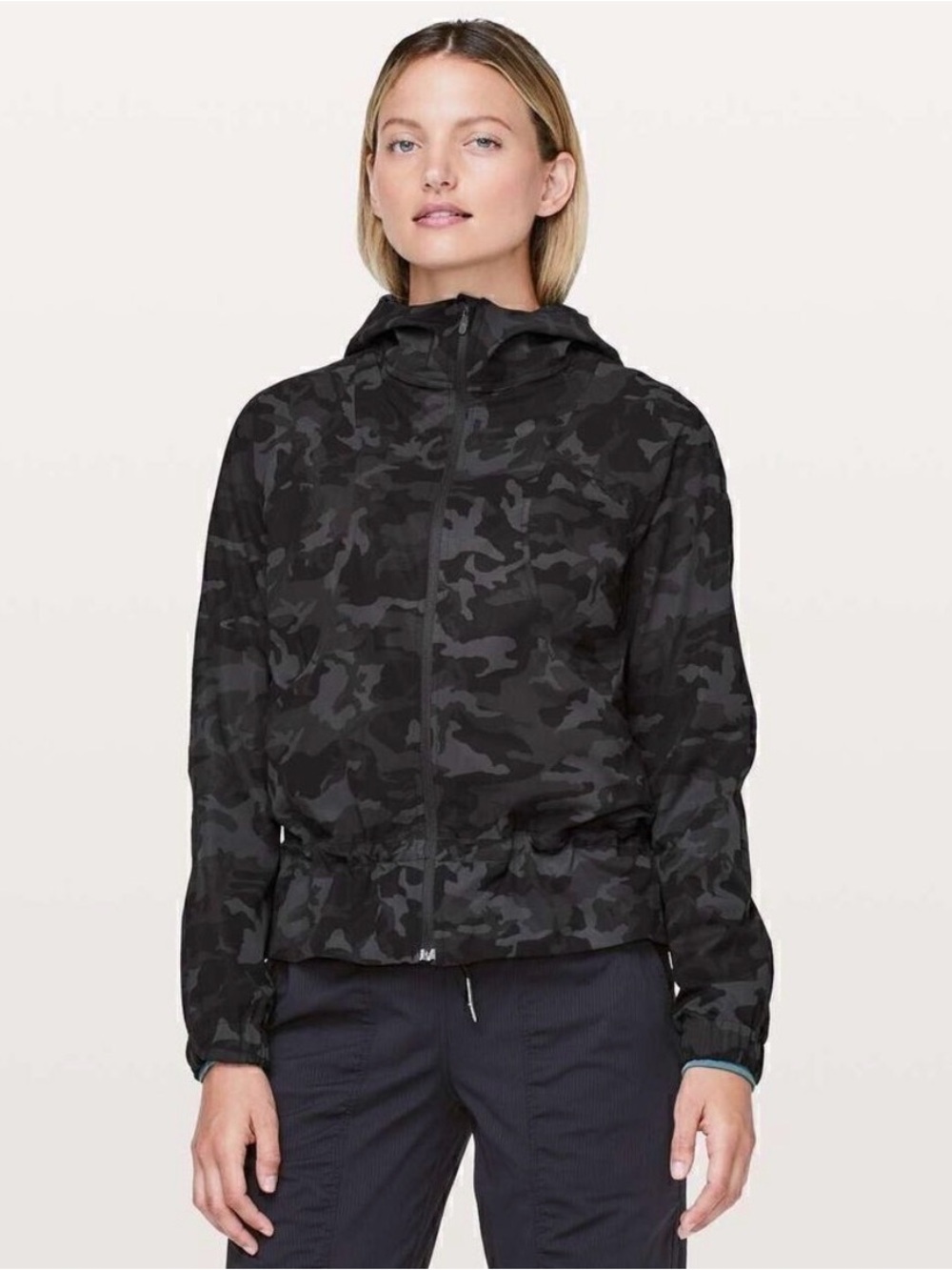 Lululemon Black Camo Lightweight Hooded Jacket